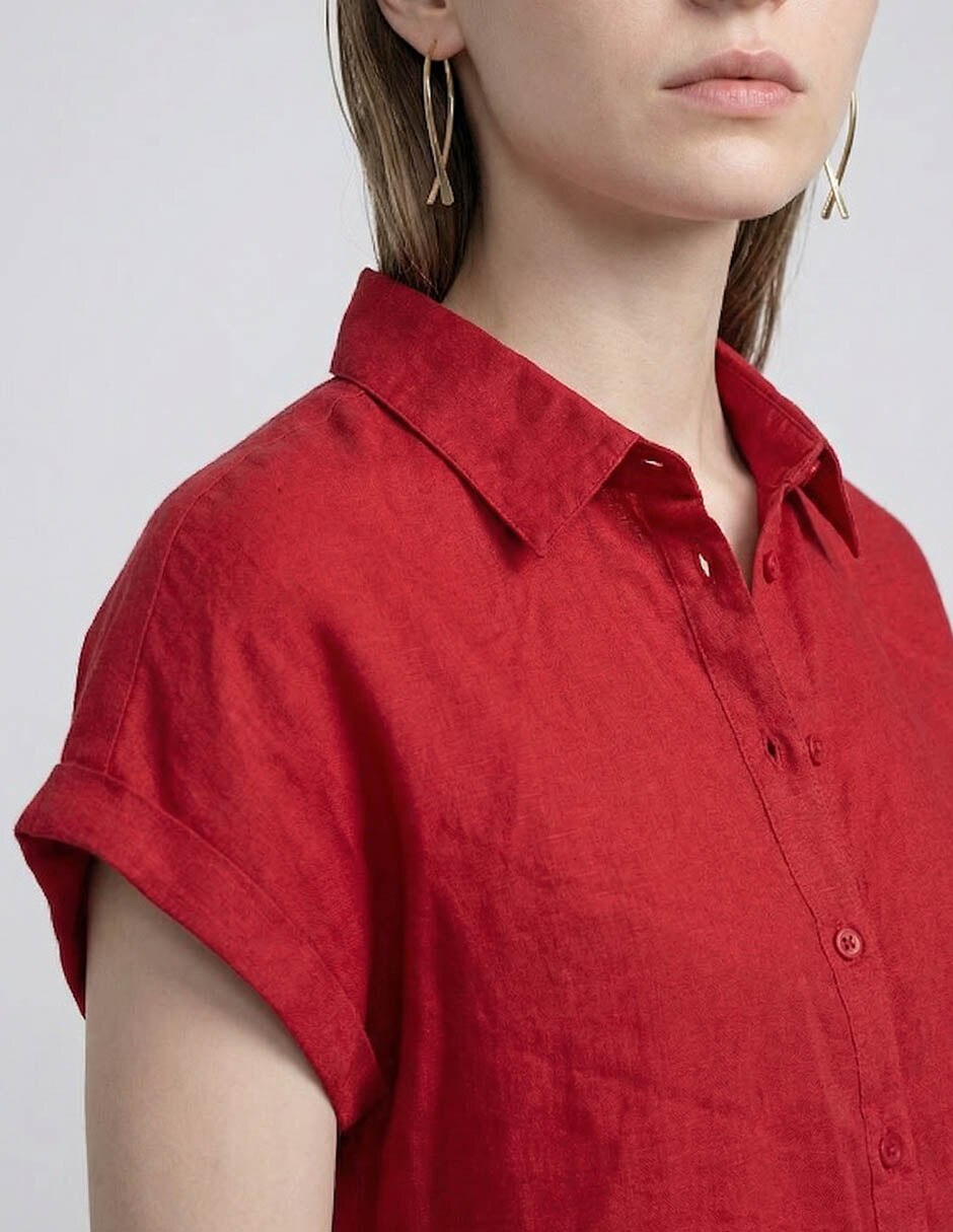 Blusa camisera manga corta para mujer 5