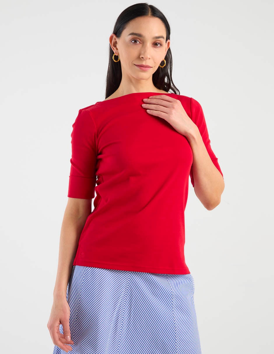 Blusa manga al codo para mujer