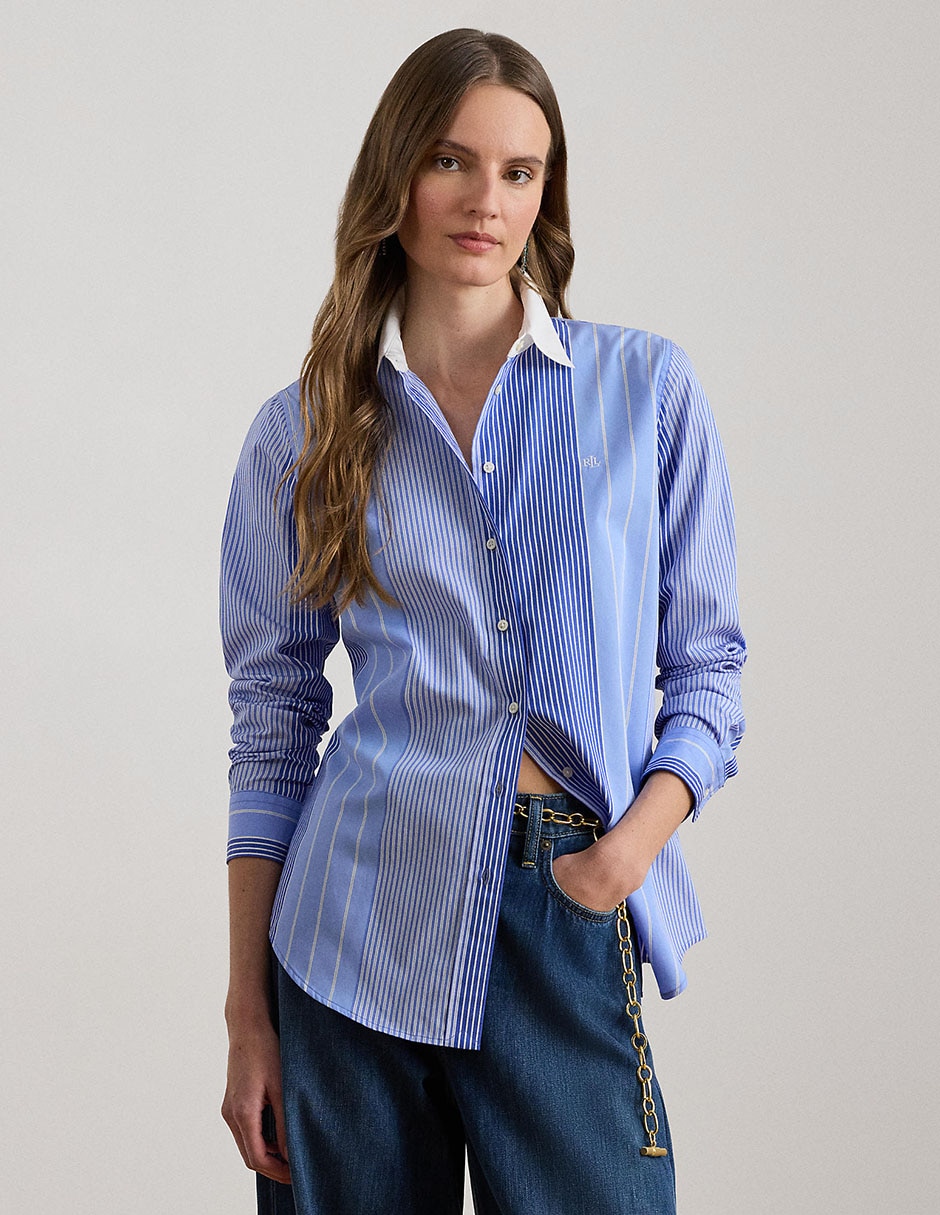 Blusa camisera manga larga para mujer
