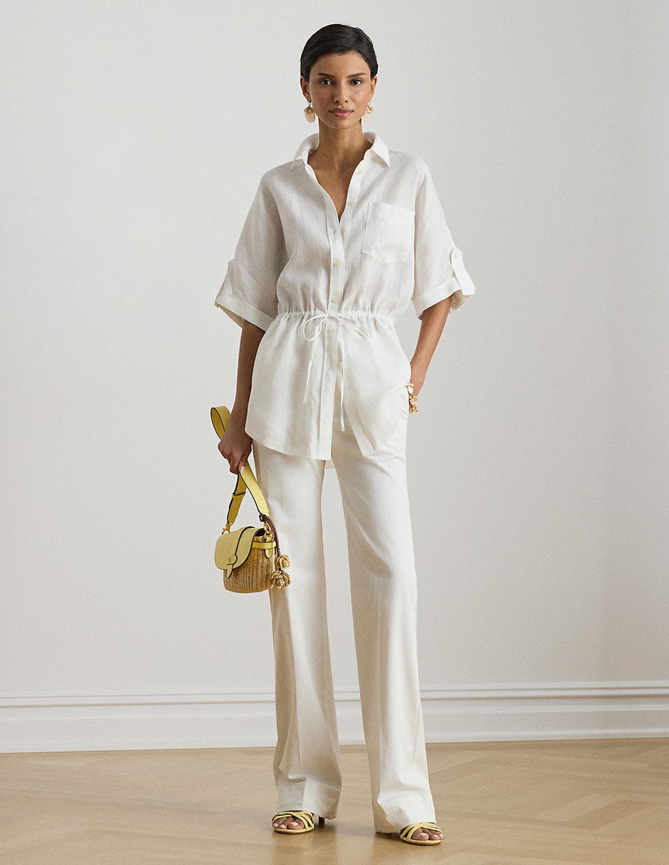 Blusa camisera Lauren Ralph Lauren manga al codo para mujer