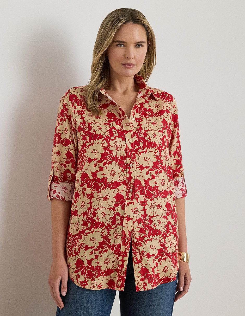 Blusa camisera manga larga para mujer