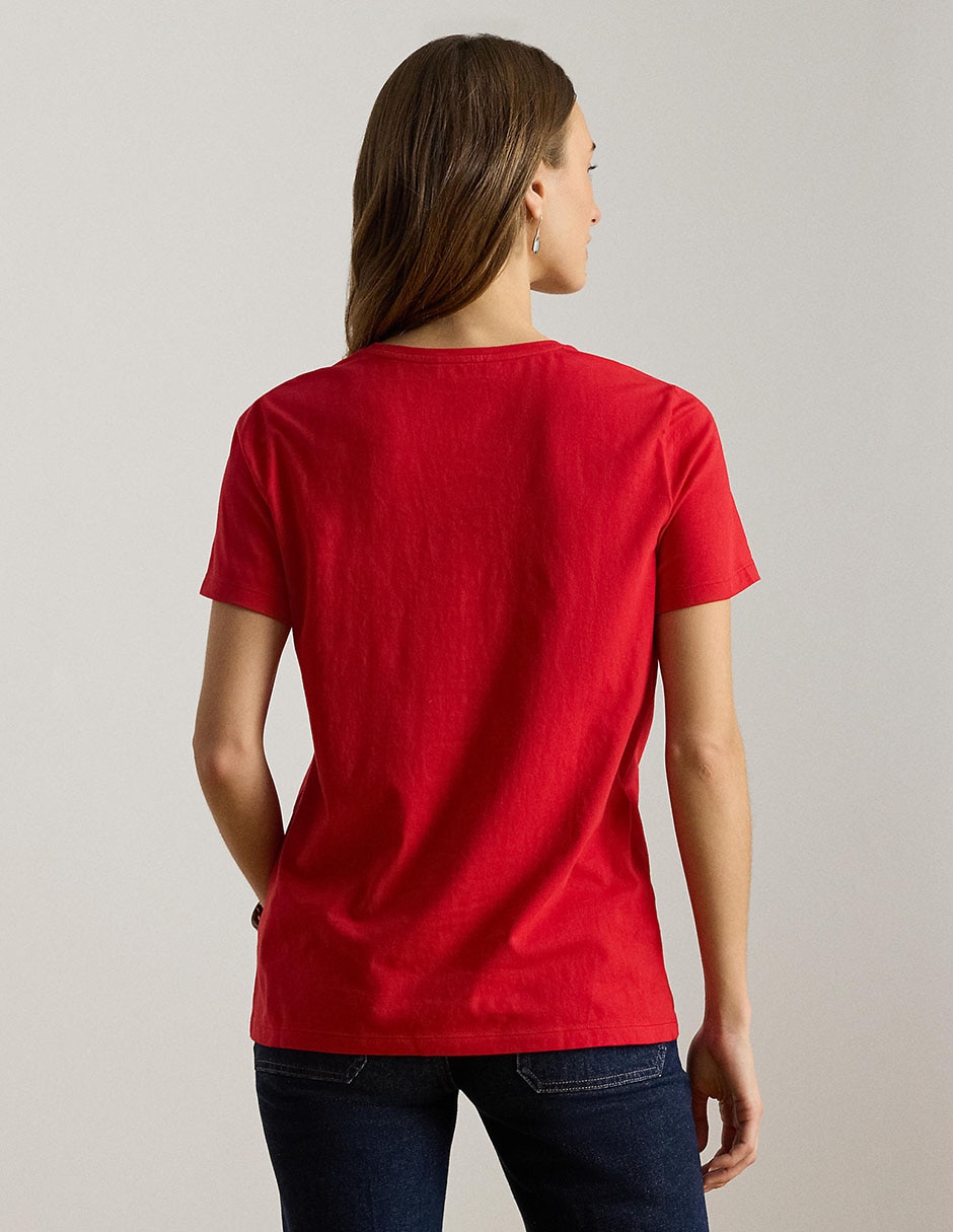 BLUSA LAUREN PETITE 201B2105, PM, ROJO