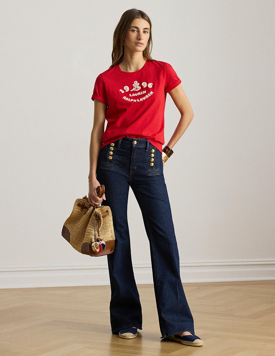 BLUSA LAUREN PETITE 201B2105, PM, ROJO