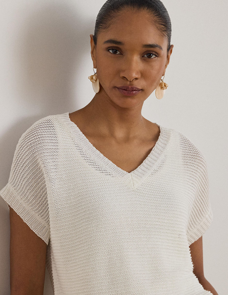 SUETER LAUREN PETITE 201, PXCH, BLANCO