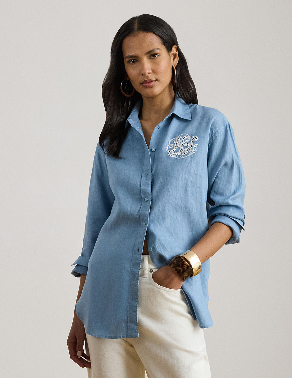 Blusa camisera manga larga para mujer
