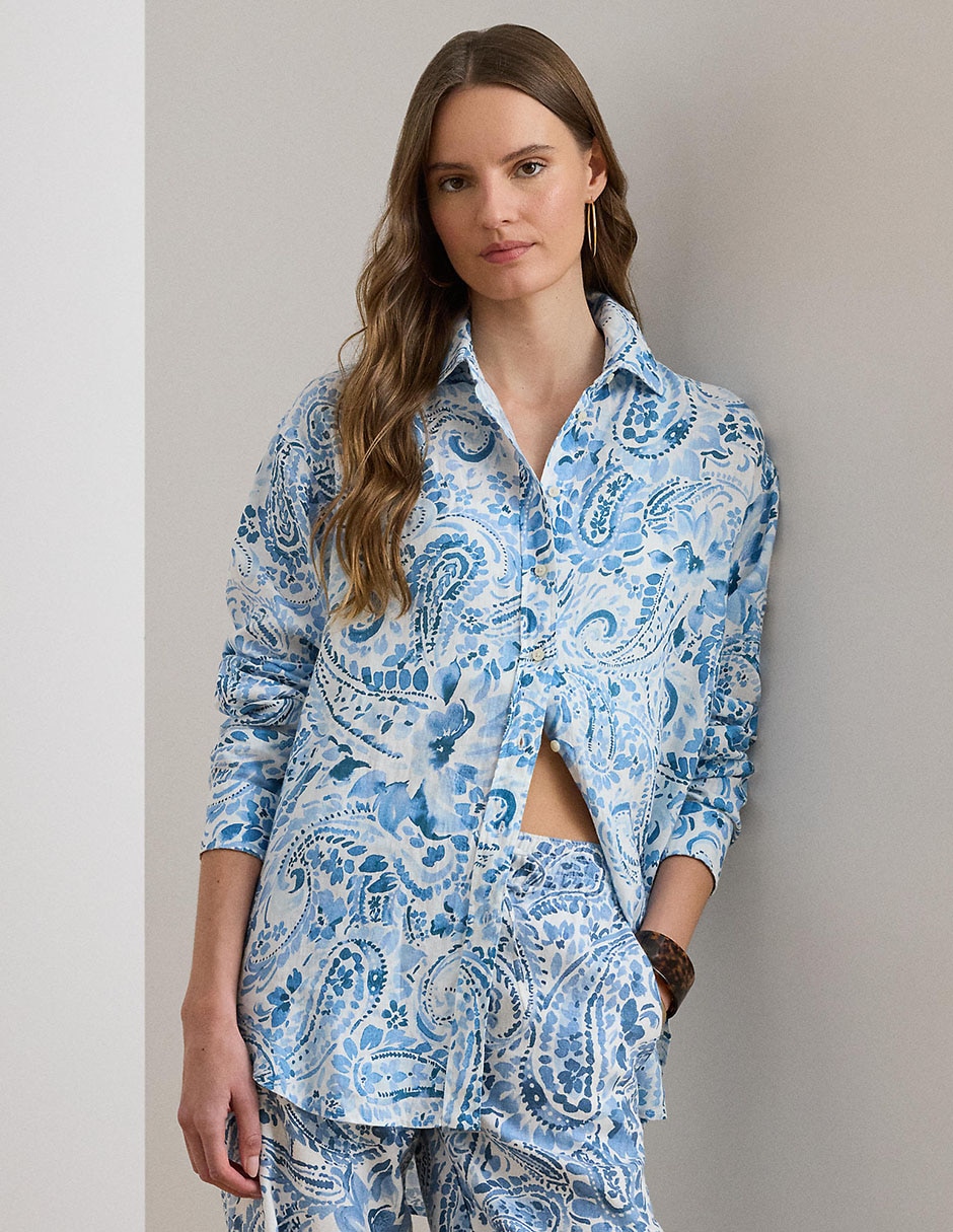 Blusa camisera manga larga para mujer