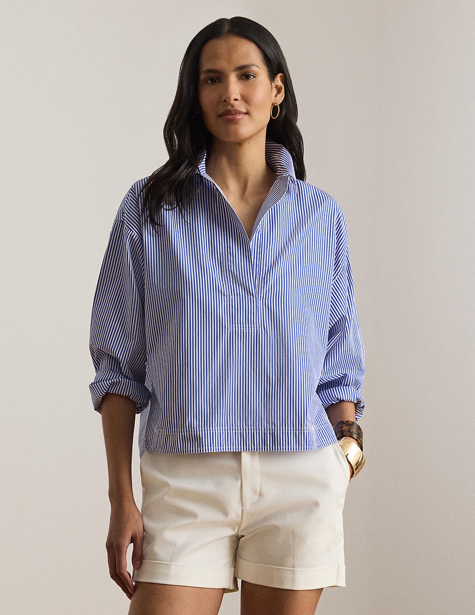 Blusa camisera manga larga para mujer
