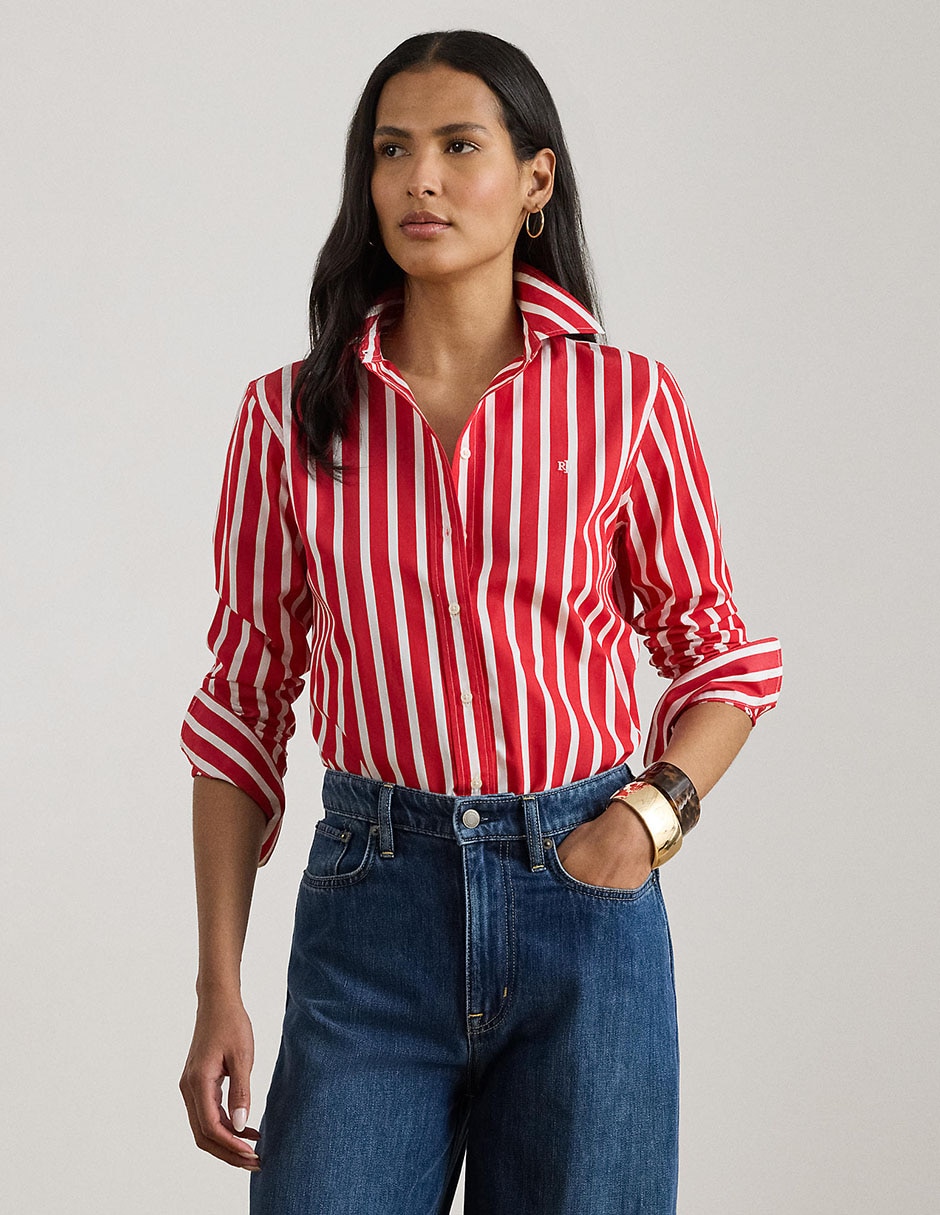 Blusa camisera manga larga para mujer
