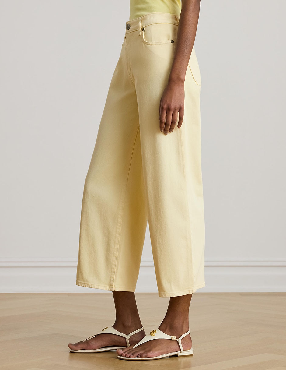 Jeans capri wide leg corte cintura para mujer 2