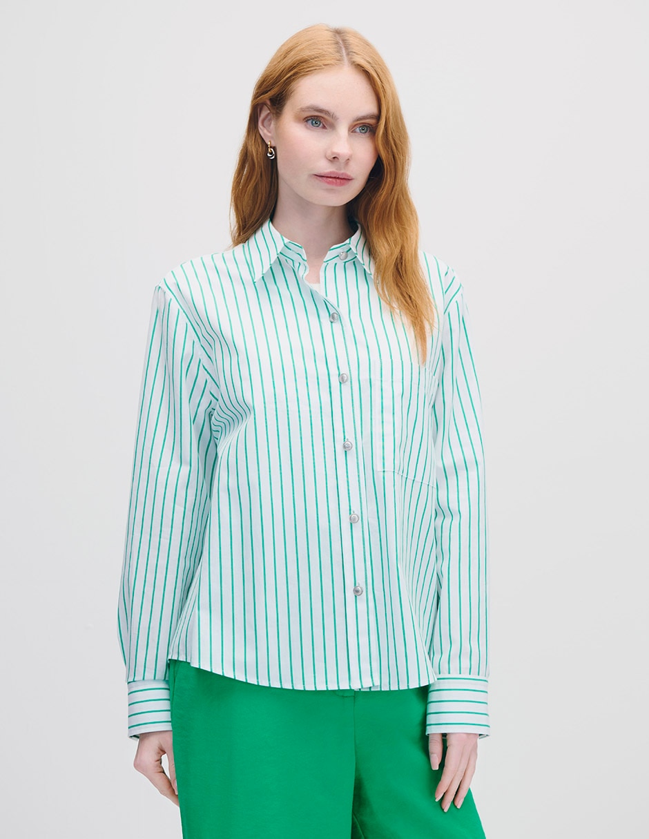 Blusa camisera manga larga para mujer