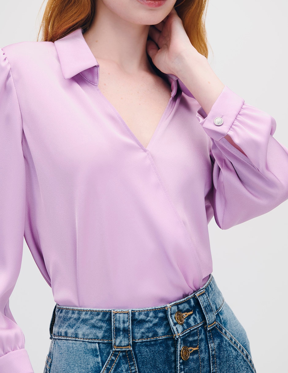 Blusa envolvente manga 3/4 para mujer 4