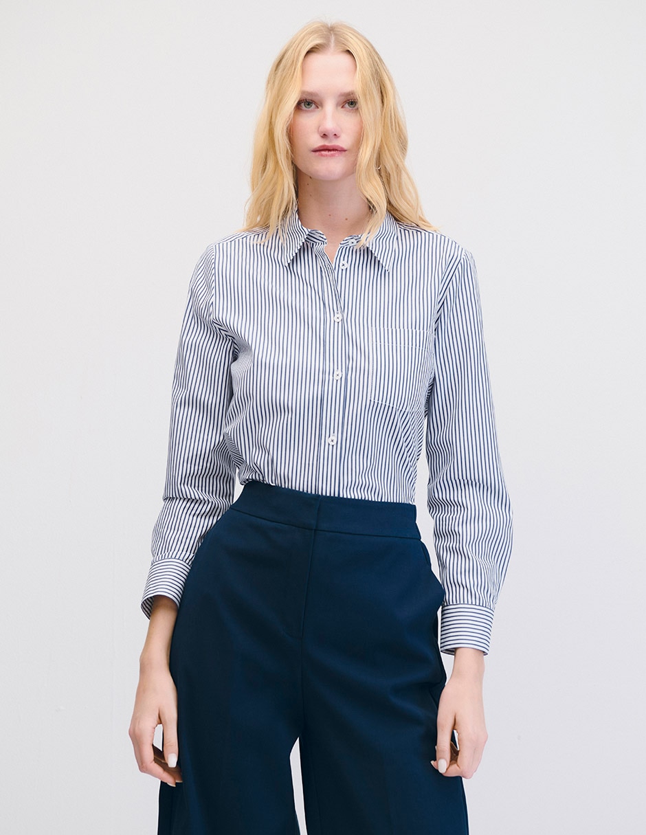 Blusa camisera manga larga para mujer