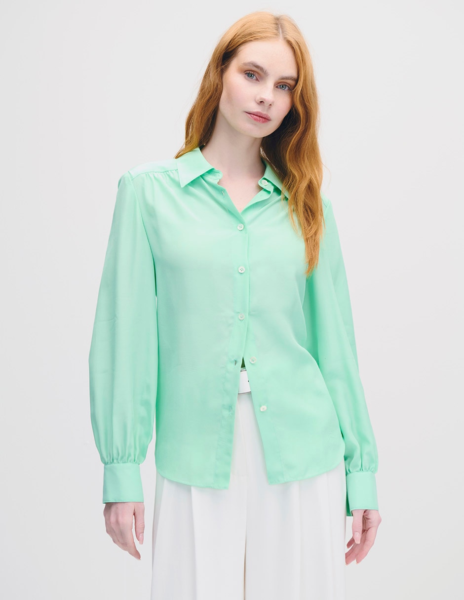Blusa camisera manga larga para mujer
