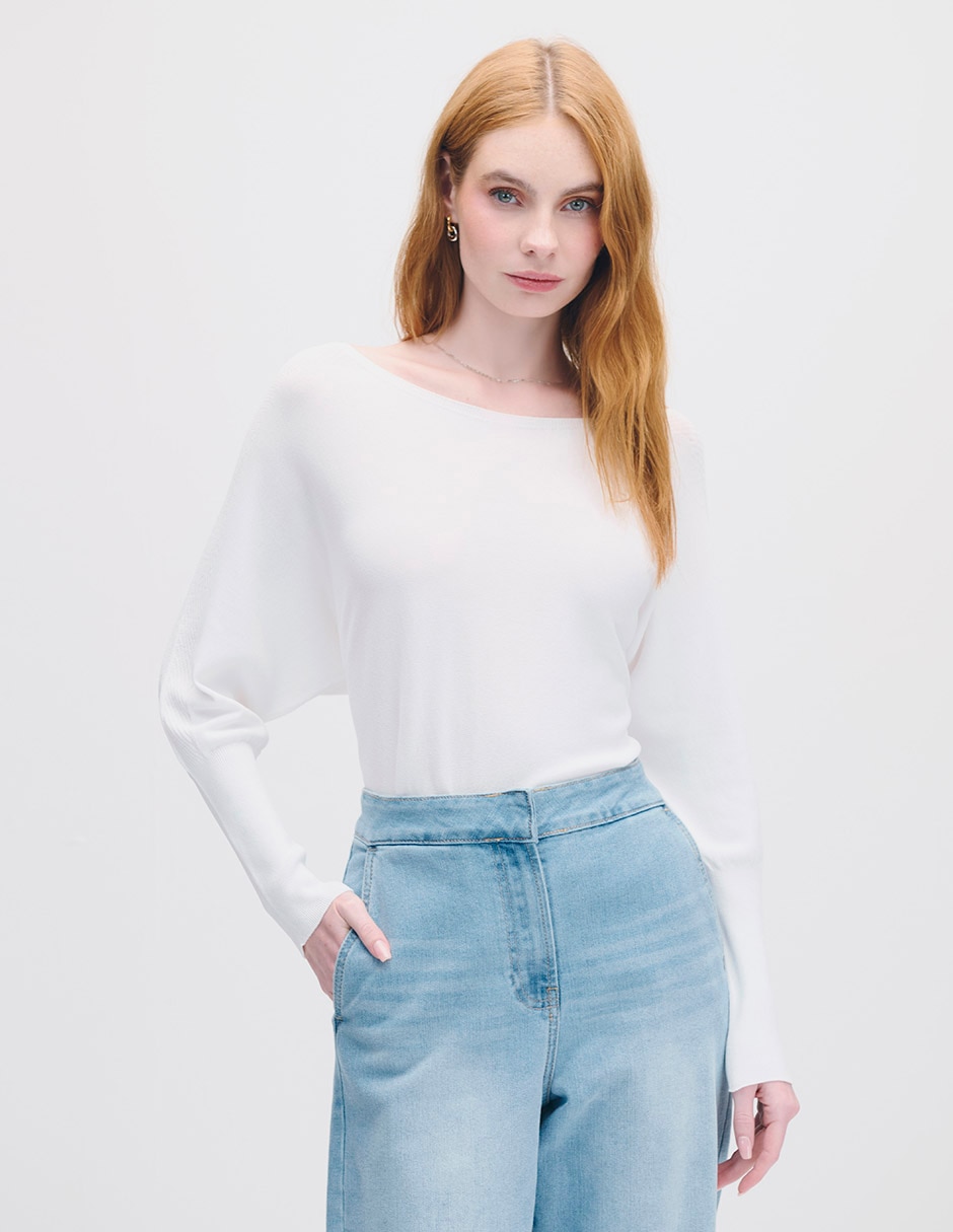 Suéter cuello ojal para mujer