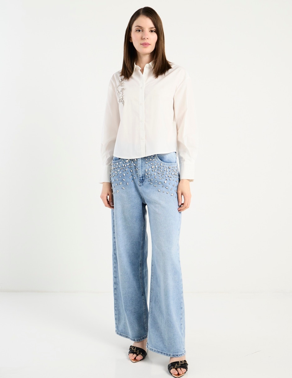 Jeans relaxed wide leg cintura baja para mujer 2