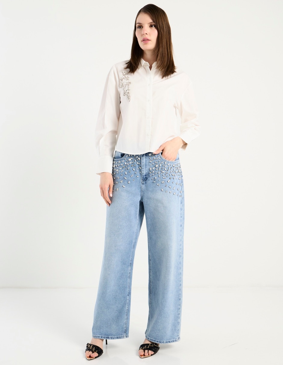 Jeans relaxed wide leg cintura baja para mujer 3