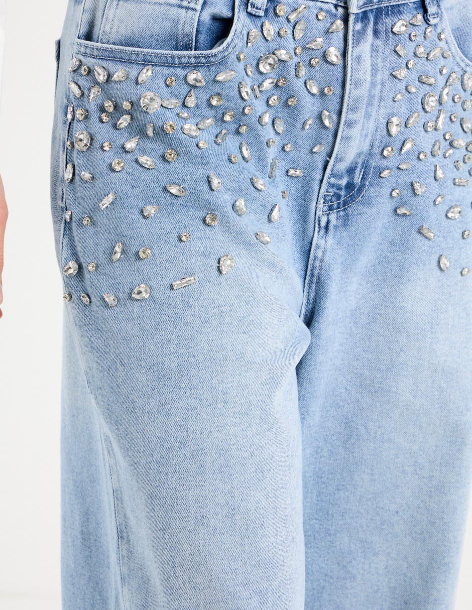 Jeans relaxed wide leg cintura baja para mujer 4