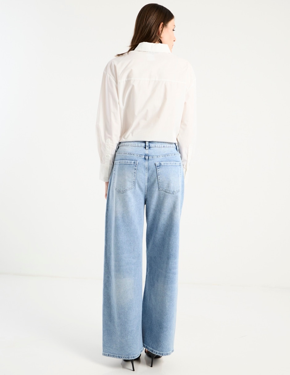 Jeans relaxed wide leg cintura baja para mujer 6
