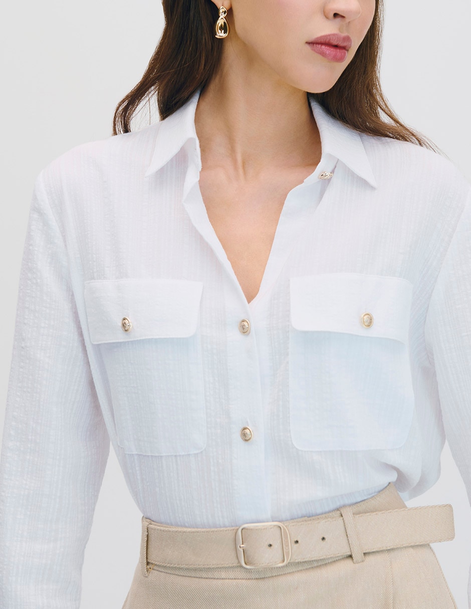 Blusa camisera manga larga para mujer 4