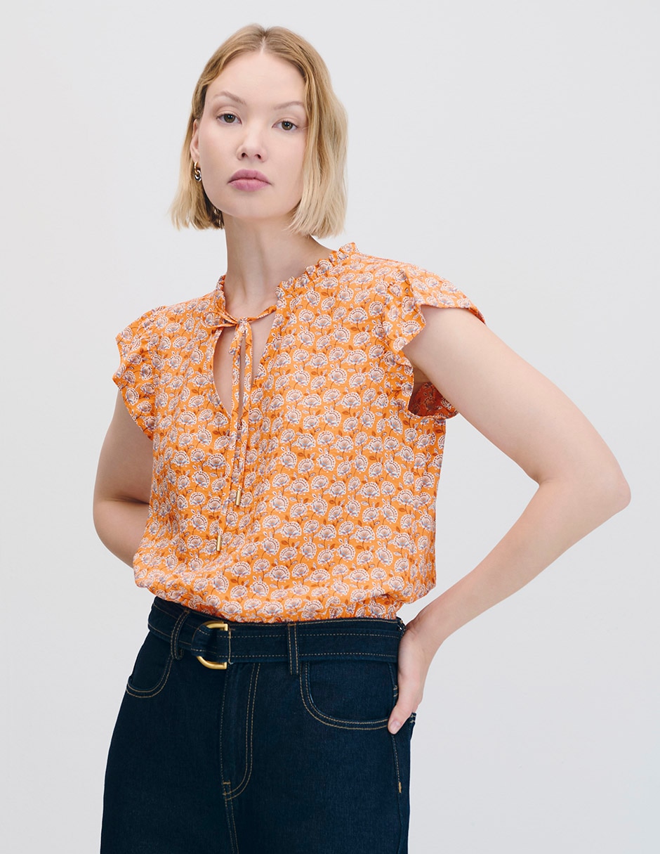 Blusa manga corta para mujer