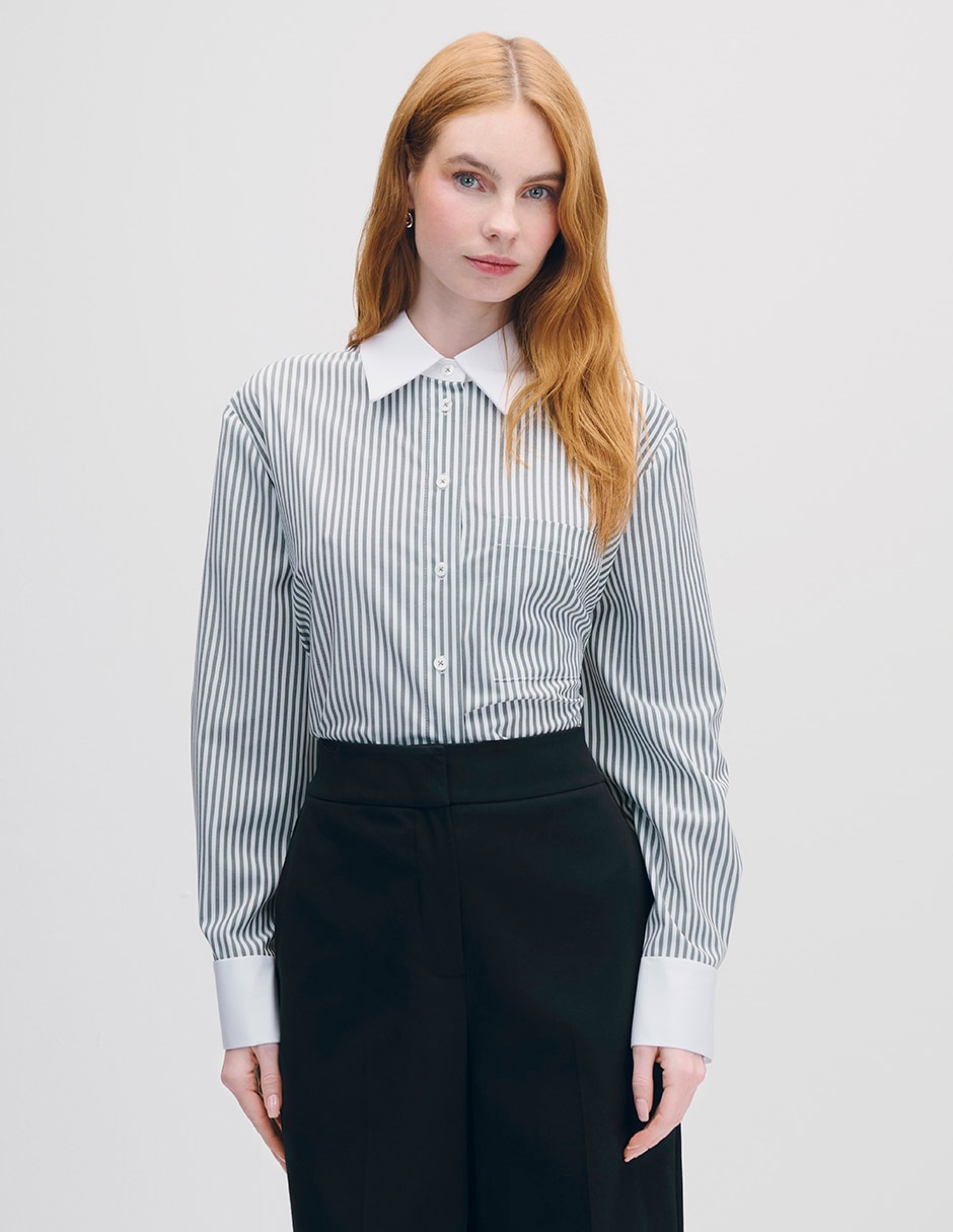 Blusa camisera manga larga para mujer