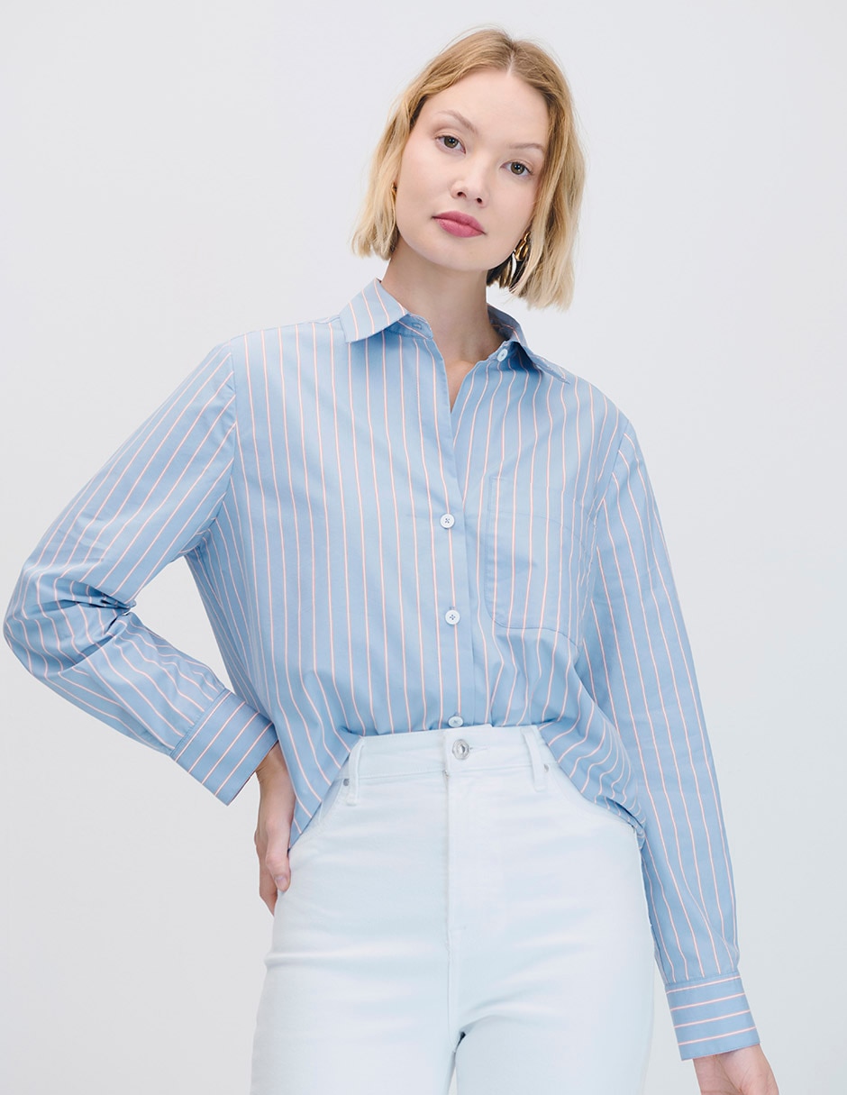 Blusa camisera manga larga para mujer