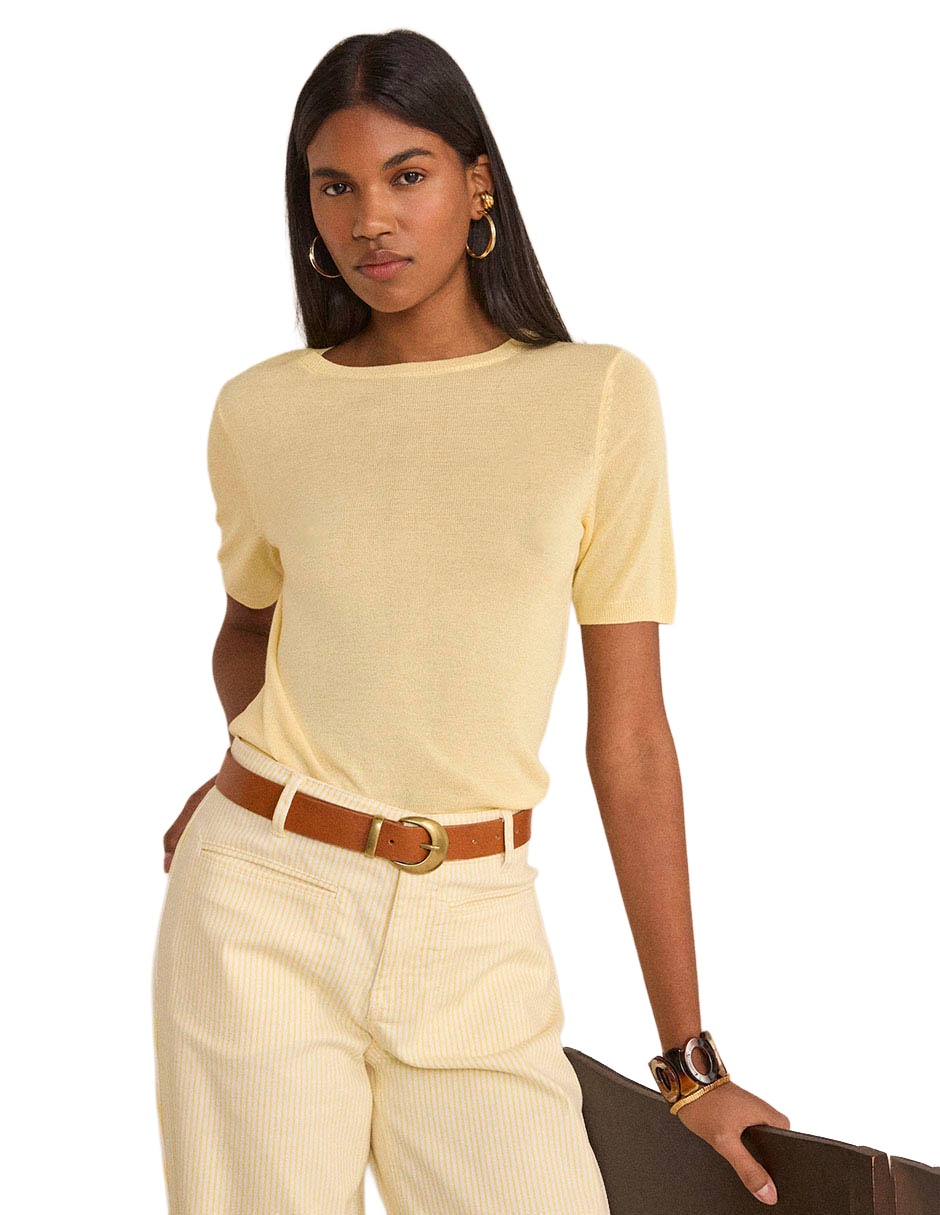 Playera manga corta cuello redondo para mujer